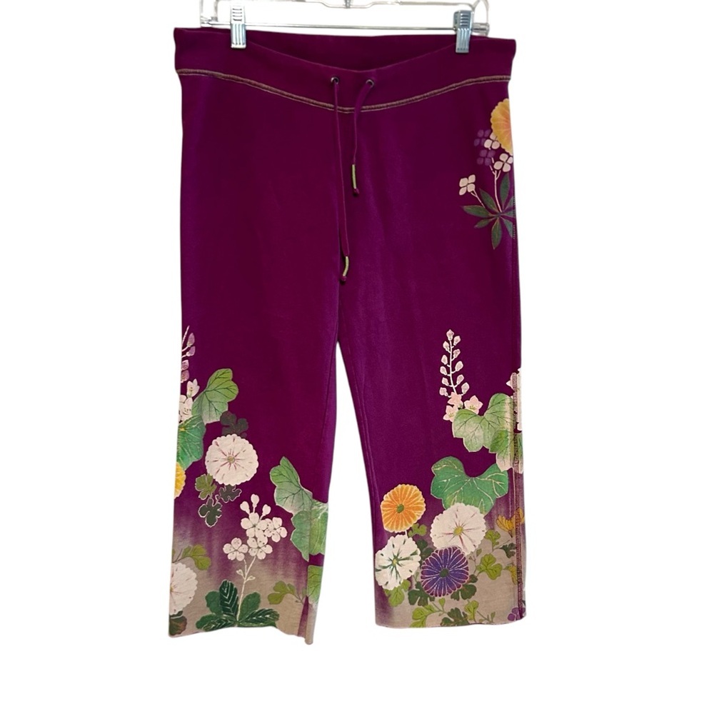 Rare! lucky brand M-XL sweatpants cropped Asian floral print boho‎ yoga Y2K - Picture 9 of 16